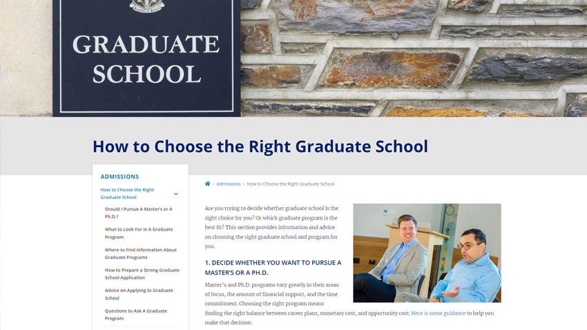 Guide to choosing a graduate school