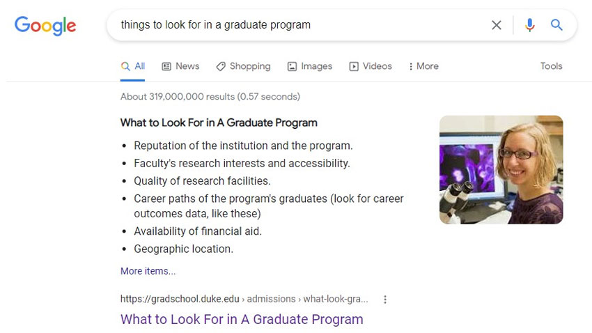 search results page